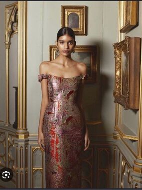 NWT Markarian Amina Brocade Off-Shoulder Dress